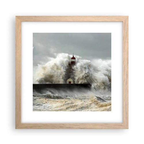 Poster în ramă de stejar deschis - Mânia oceanului - 30x30 cm