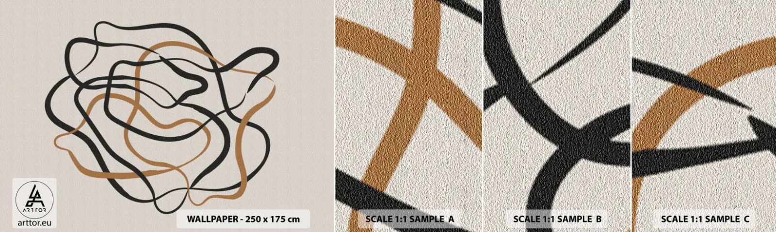 Mostră de Tapet Standard Eco - Totul s-a încurcat - Boho, Abstracția, Linii - 100x30 cm