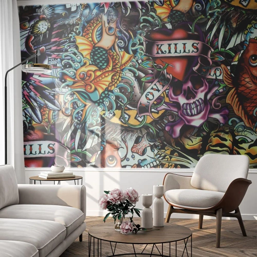 Tapet Premium Canvas - Visul unui artist tatuator - Graffiti, mural, Bucată - 250x175 cm
