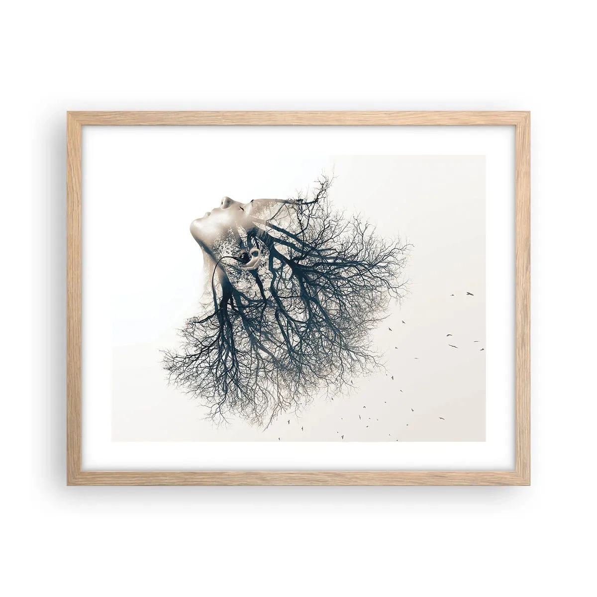 Poster în ramă de stejar deschis - Ascultând șoapta copacului - 50x40 cm