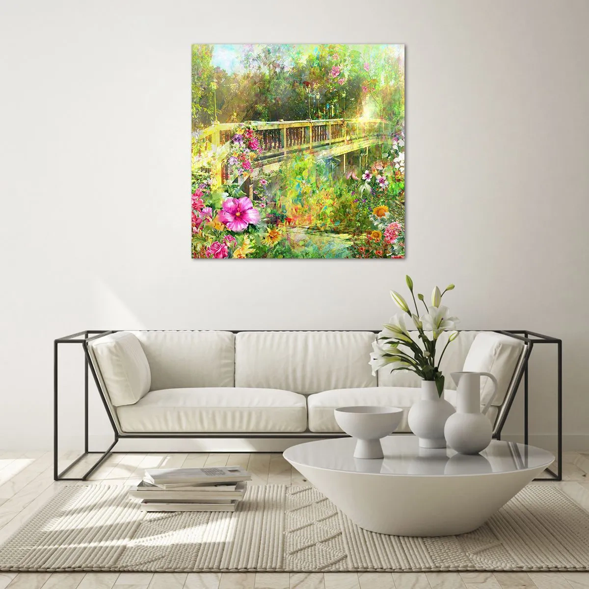 Tablou pe sticlă - Podul suspinelor de primăvară - 50x50 cm