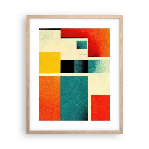 Poster în ramă de stejar deschis - Abstracție geometrică - energie bună - 40x50 cm