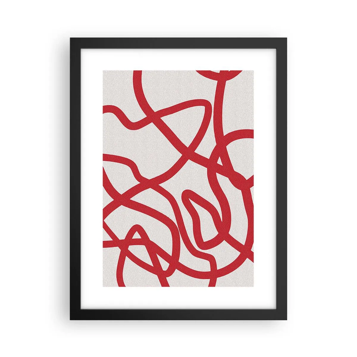 Poster în ramă neagră - Roșu pe alb - 30x40 cm