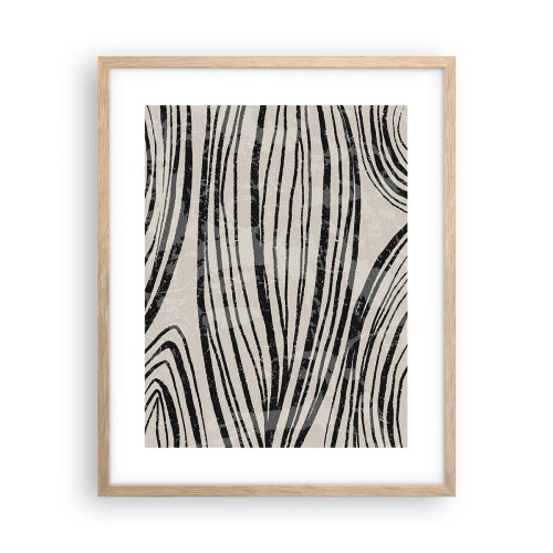 Poster în ramă de stejar deschis - Deversare de linii - 40x50 cm