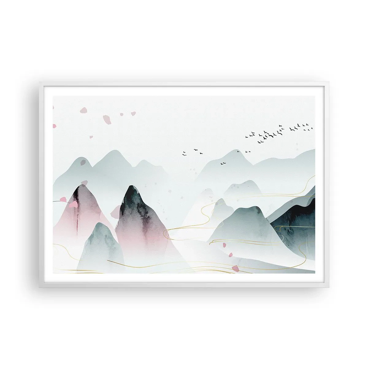 Poster în ramă albă - Peste vârfuri - 100x70 cm