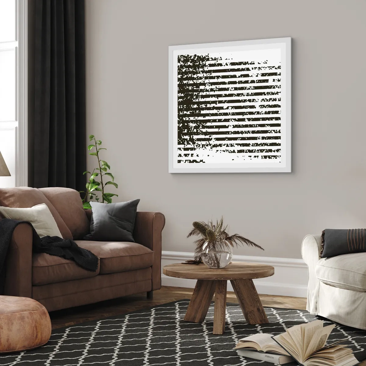 Poster în ramă albă - Ritm și zgomot - 40x40 cm