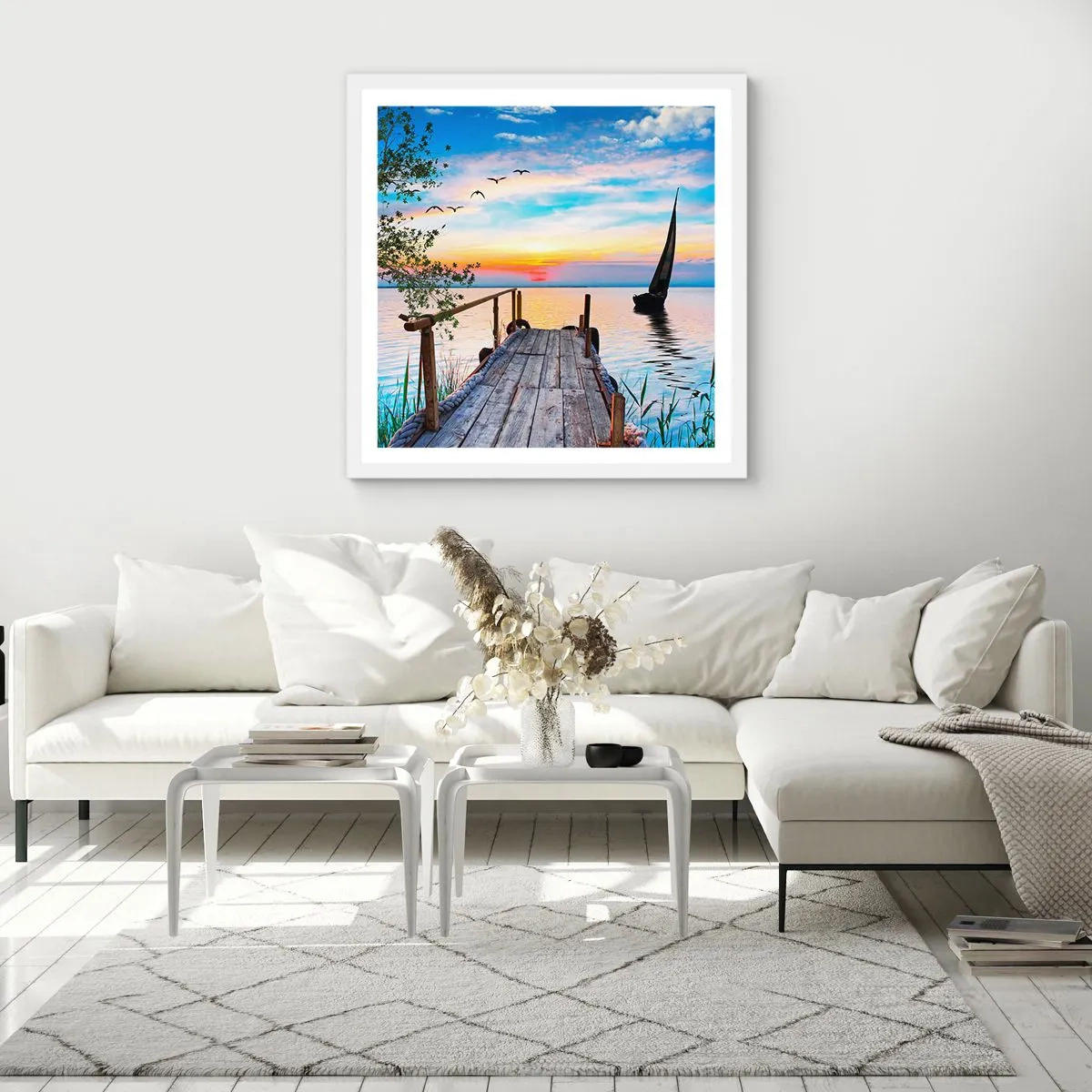 Poster în ramă albă - Bună seara - 30x30 cm