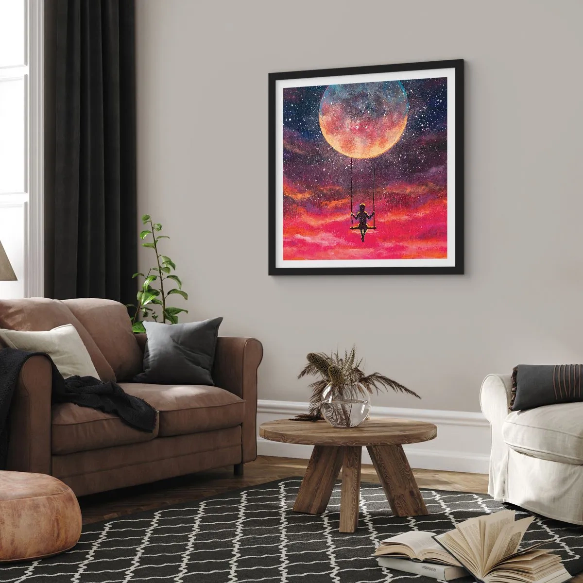 Poster în ramă neagră - Cu capul în nori - 60x60 cm
