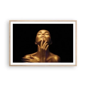 Poster în ramă de stejar deschis - Ca mătasea aurie - 91x61 cm