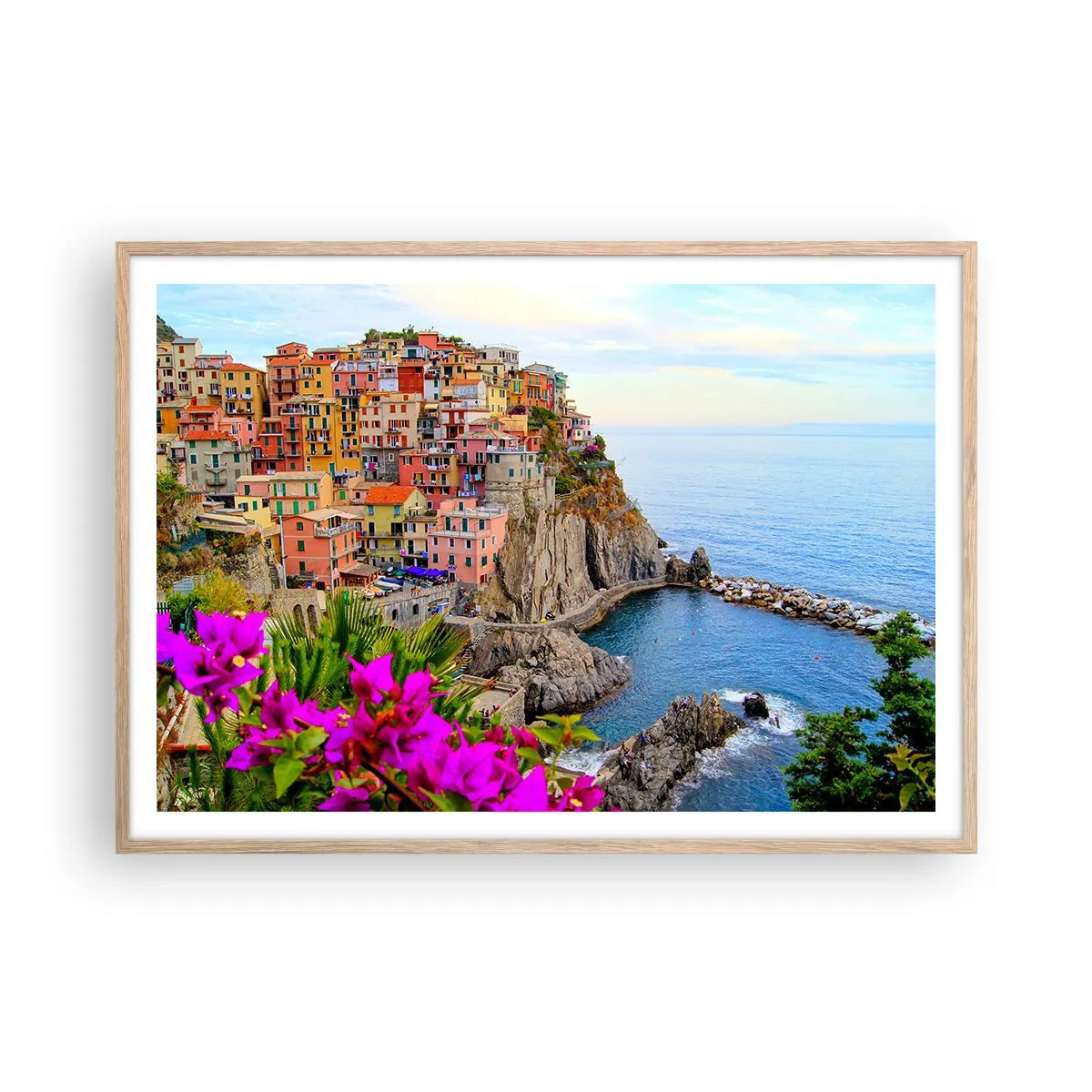 Poster în ramă de stejar deschis - Un oraș care râde - 100x70 cm