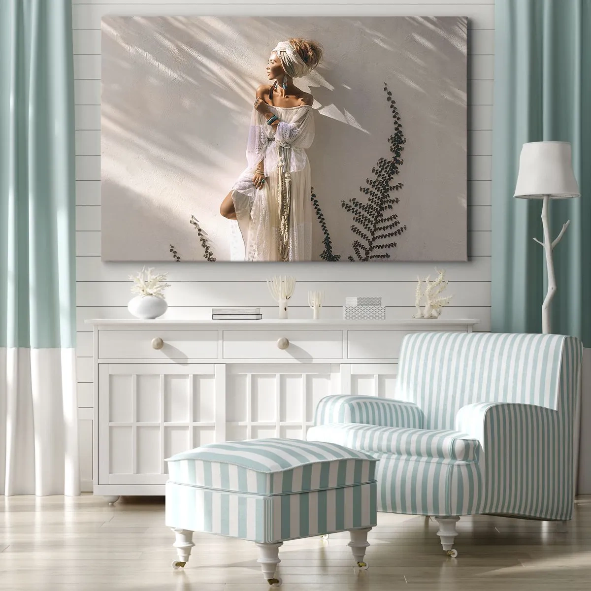 Tablou pe pânză - Soarele și fata - 120x80 cm