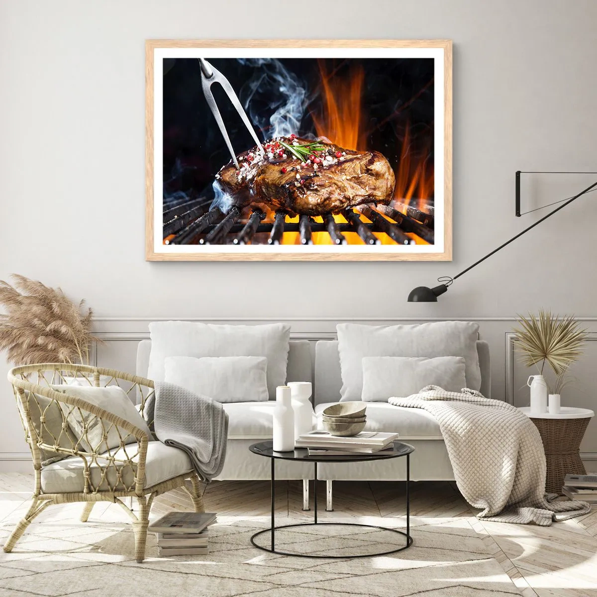 Poster în ramă de stejar deschis - Suculente și parfumate - 100x70 cm