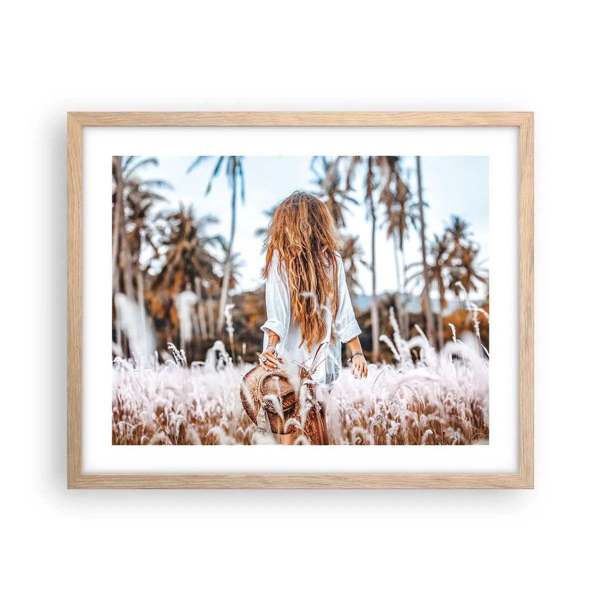 Poster în ramă de stejar deschis - Născută din puful de iarbă - 50x40 cm