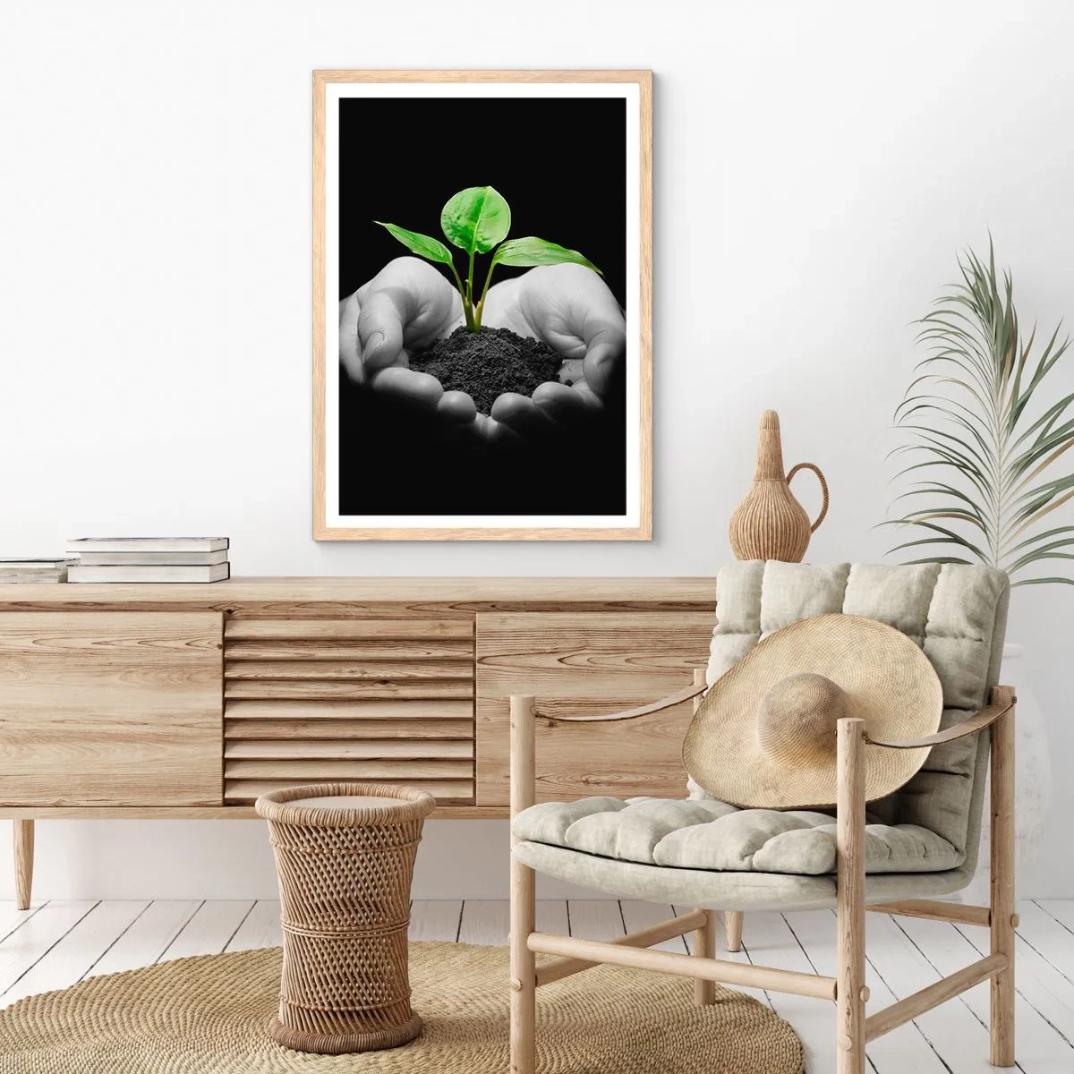 Poster în ramă de stejar deschis - Iubesc natura, o protejez - 30x40 cm