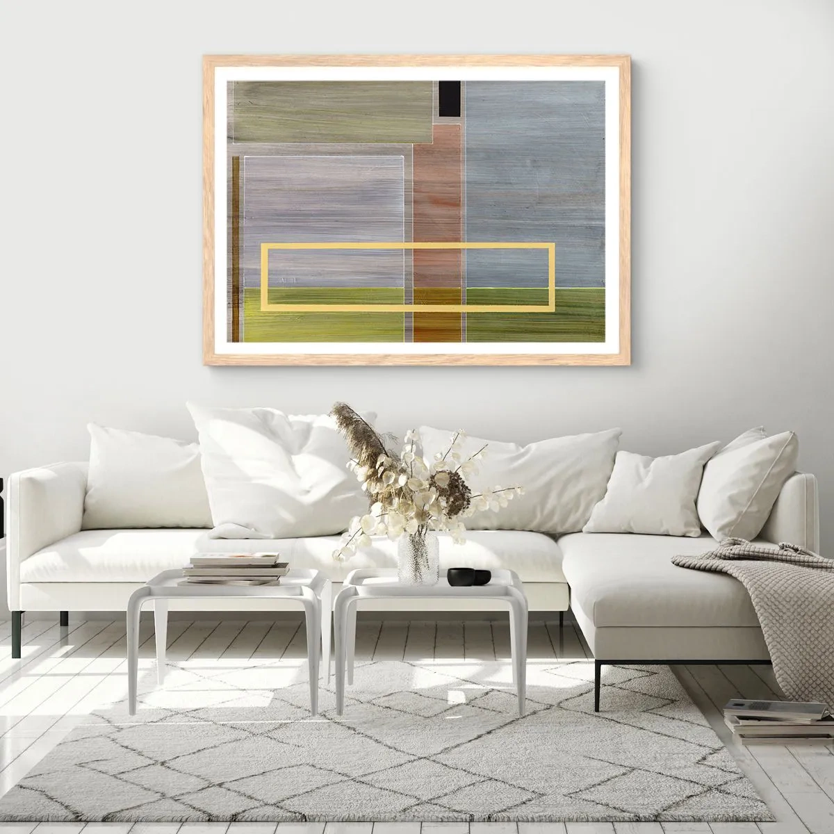Poster în ramă de stejar deschis - Drept și liniștit - 91x61 cm