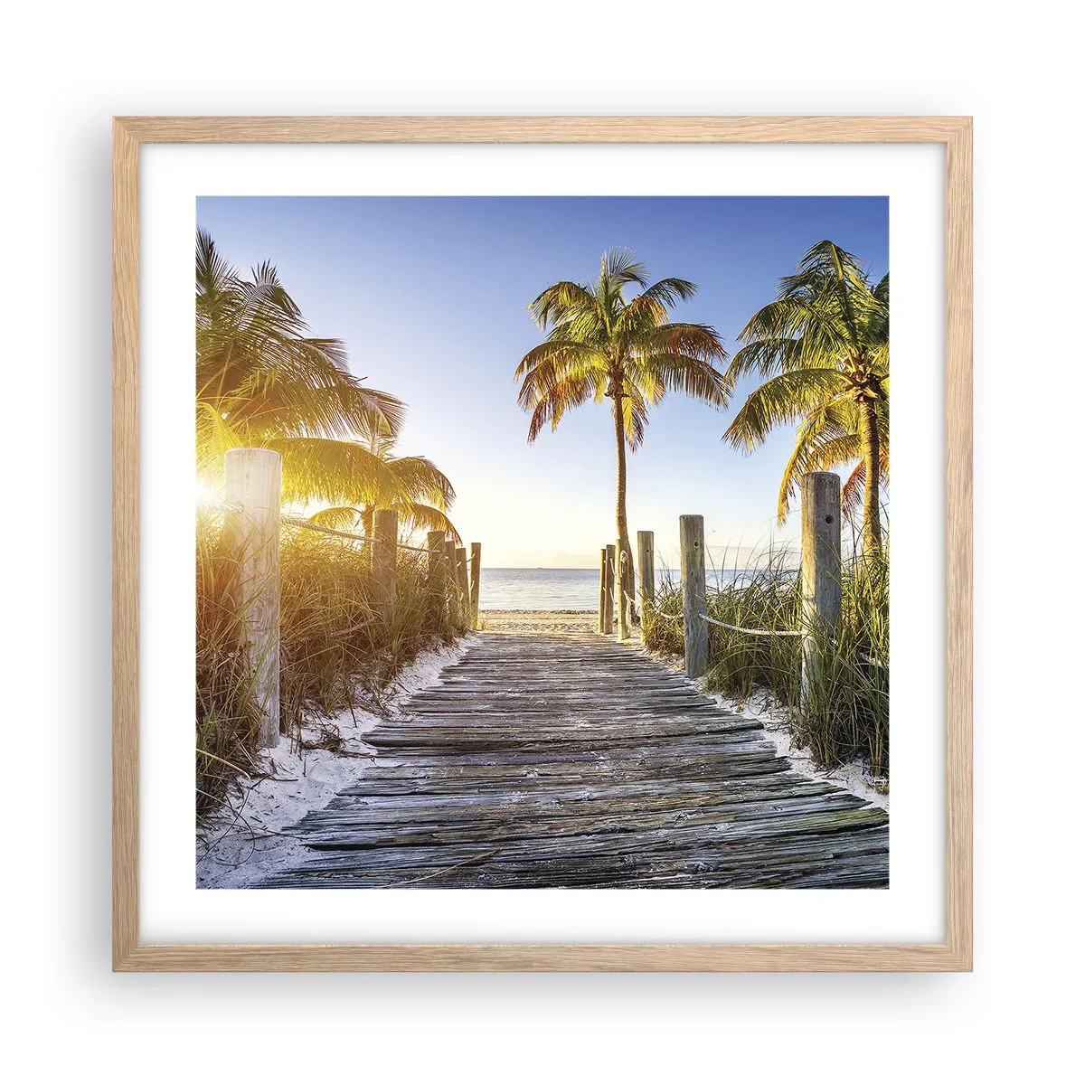 Poster în ramă de stejar deschis - Direct în paradis - 50x50 cm