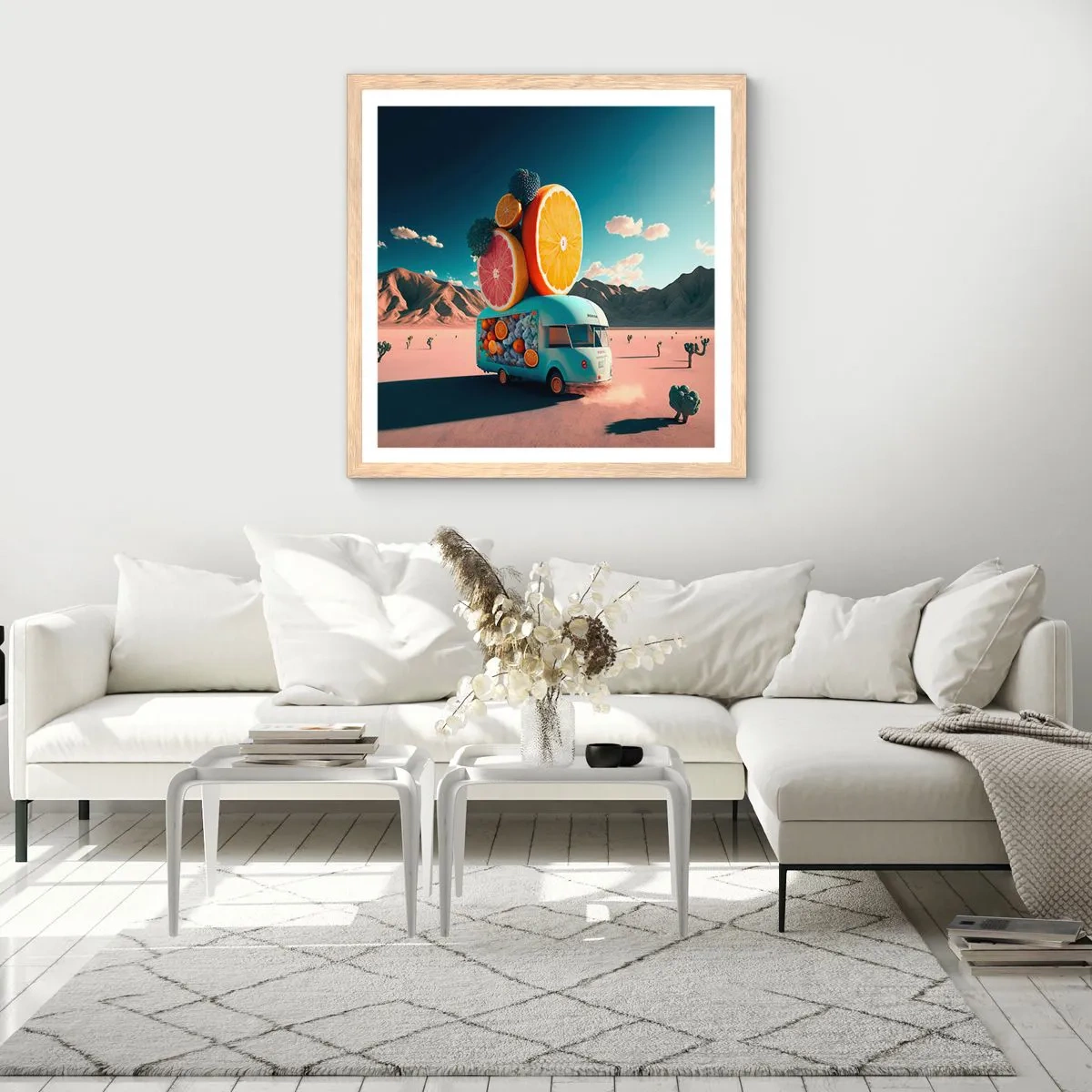 Poster în ramă de stejar deschis - Gustul vacanței - 50x50 cm