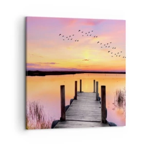 Tablou pe pânză - Zori liniștiți în mov - 50x50 cm