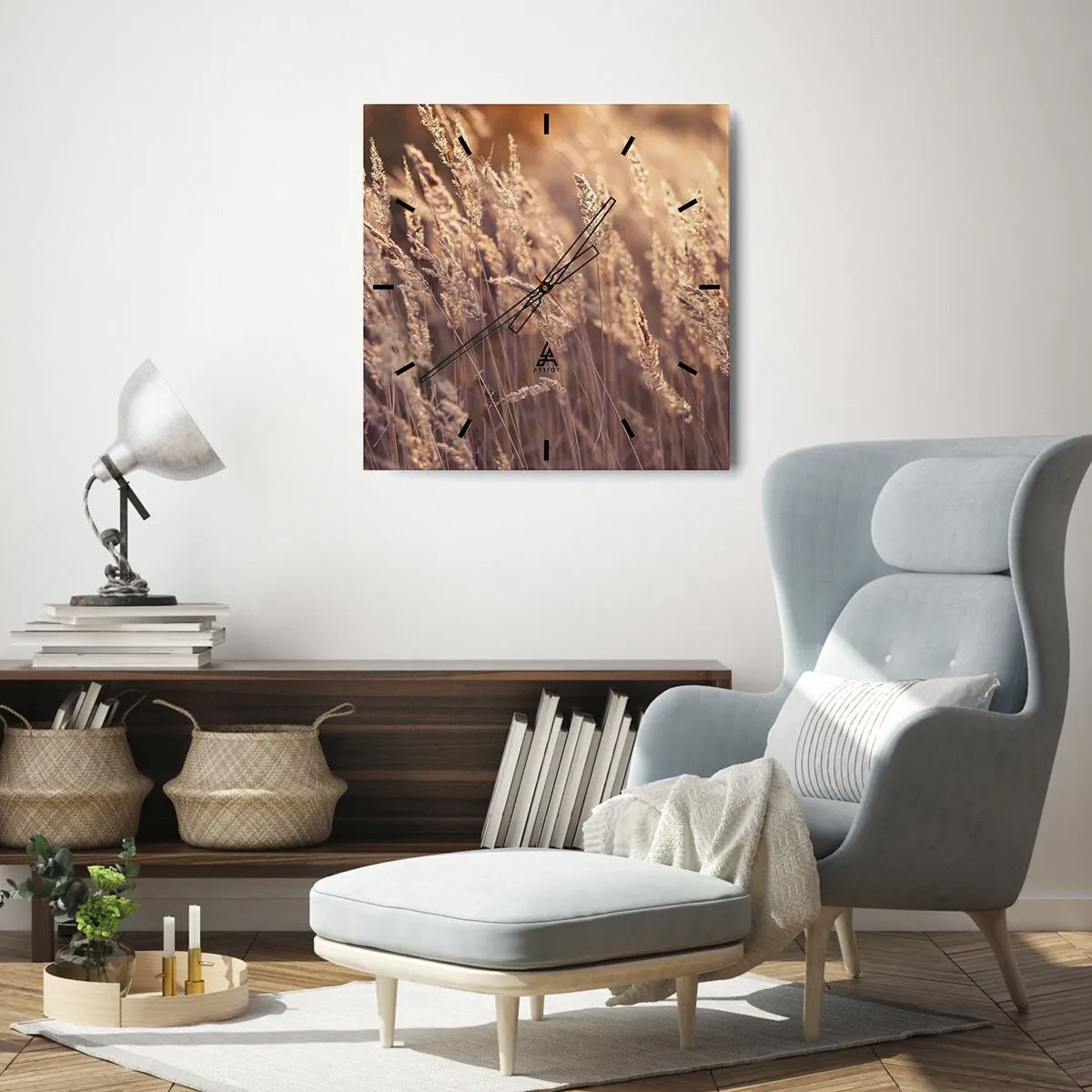 Ceas de perete - Ceas pe sticlă - Gata să întâmpine toamna - 40x40 cm