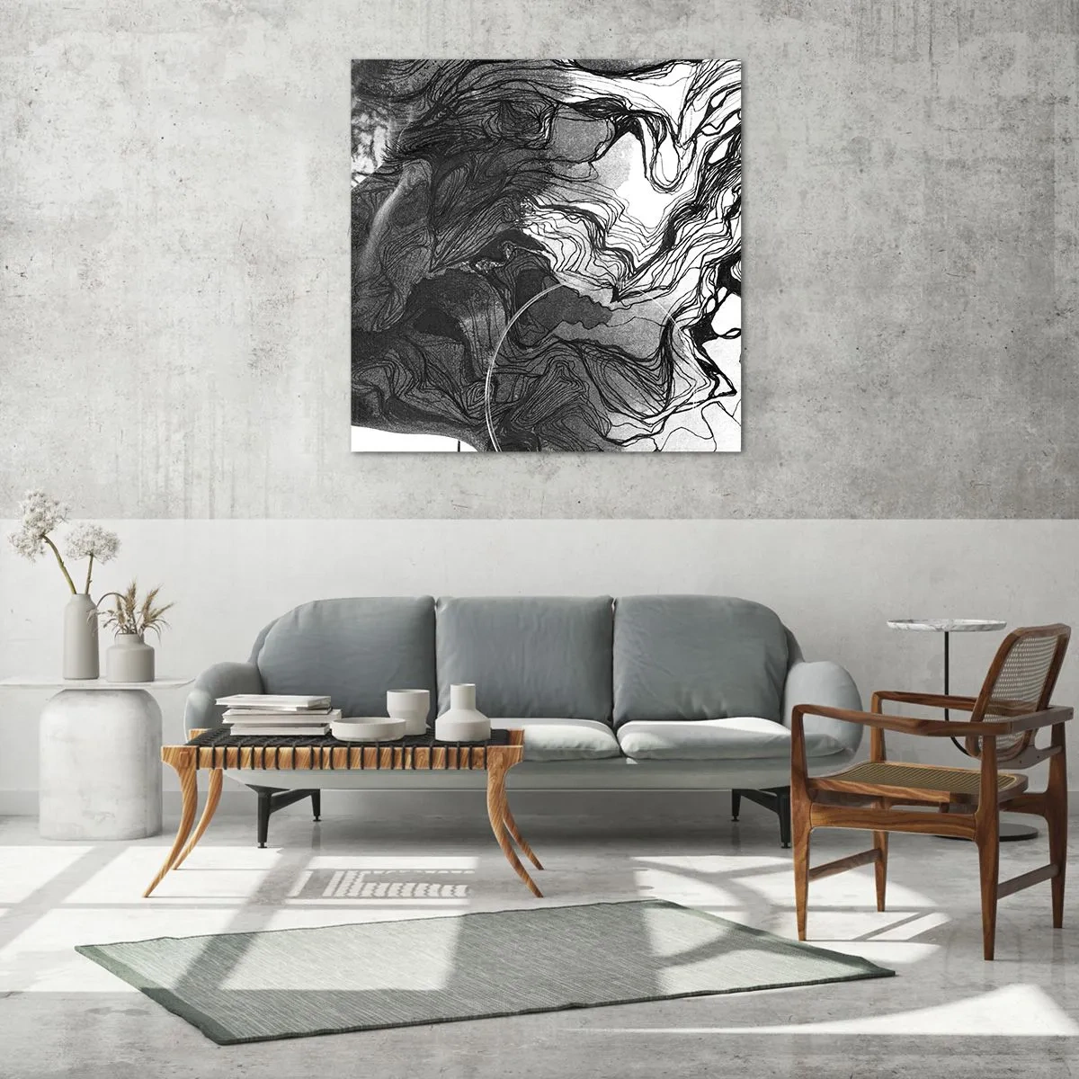 Tablou pe sticlă - Încurcată în vise - 70x70 cm