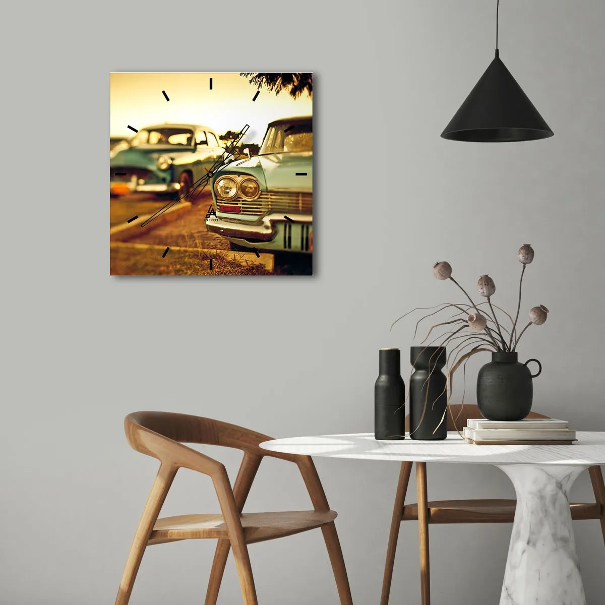 Ceas de perete - Ceas pe sticlă - Vom aștepta și vom vedea - 30x30 cm