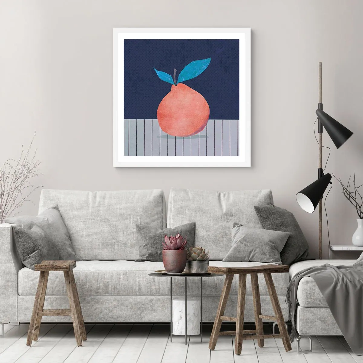 Poster în ramă albă - Convexitate și plan - 50x50 cm