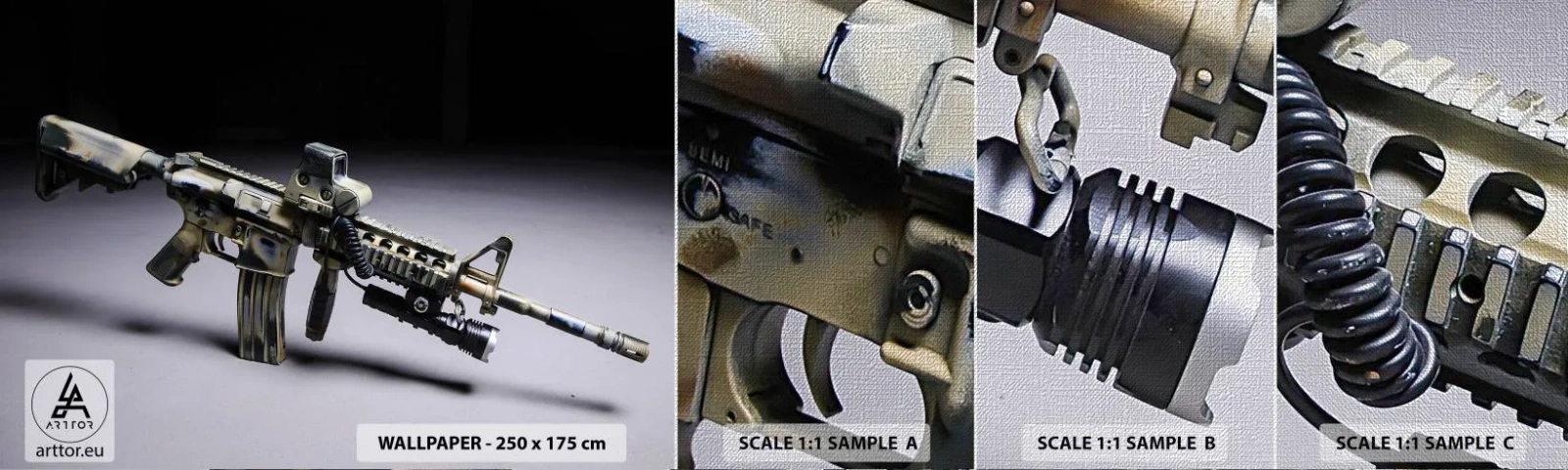 Mostră tapet Premium Canvas - Întotdeauna amenințătoare - Militar, Puşcă, Armă - 100x30 cm