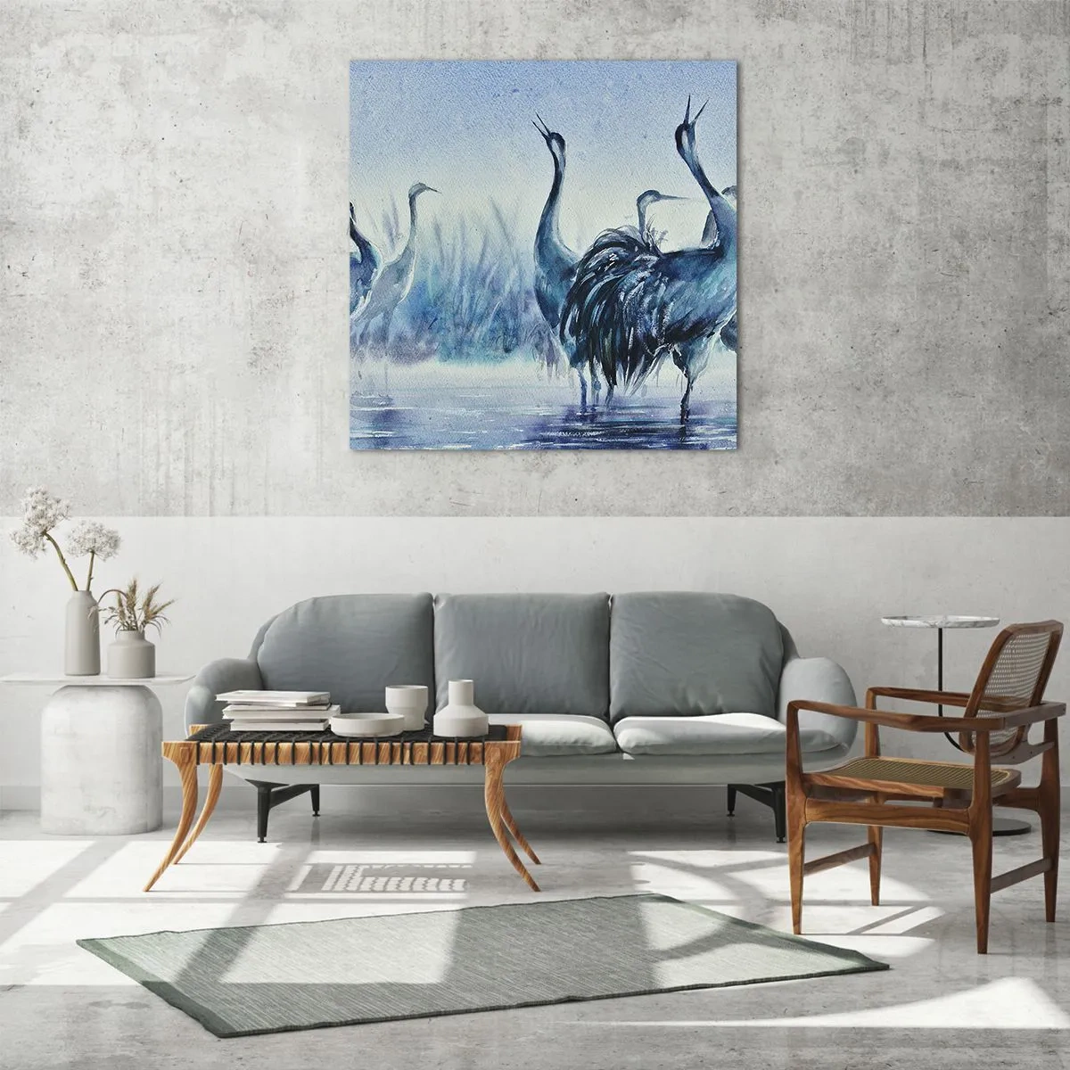 Tablou pe sticlă - Întâlnirea de dimineață - 70x70 cm