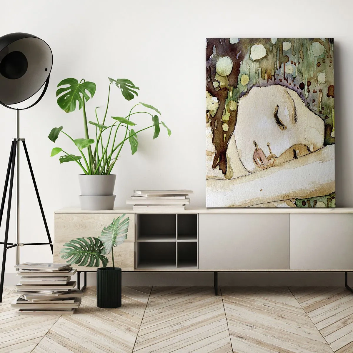 Tablou pe pânză - Visul violet smarald - 55x100 cm