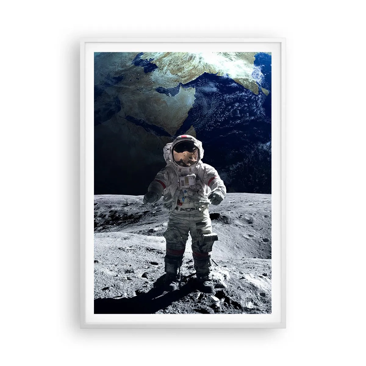 Poster în ramă albă - Salutări de pe Lună - 70x100 cm