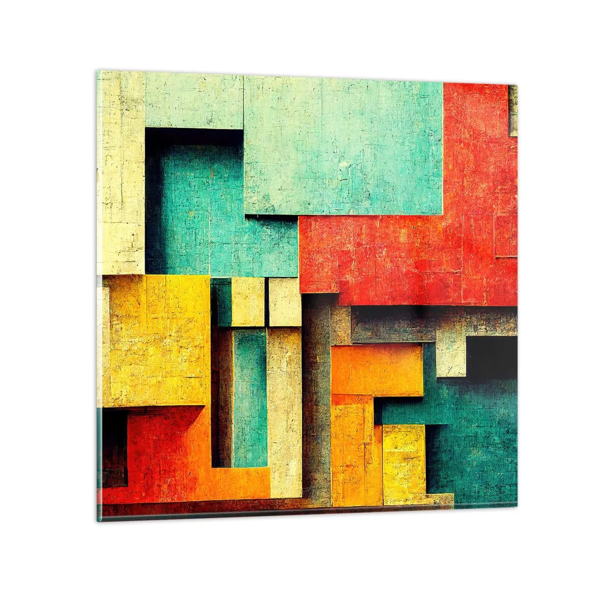 Tablou pe sticlă - Festival de unghiuri drepte - 60x60 cm