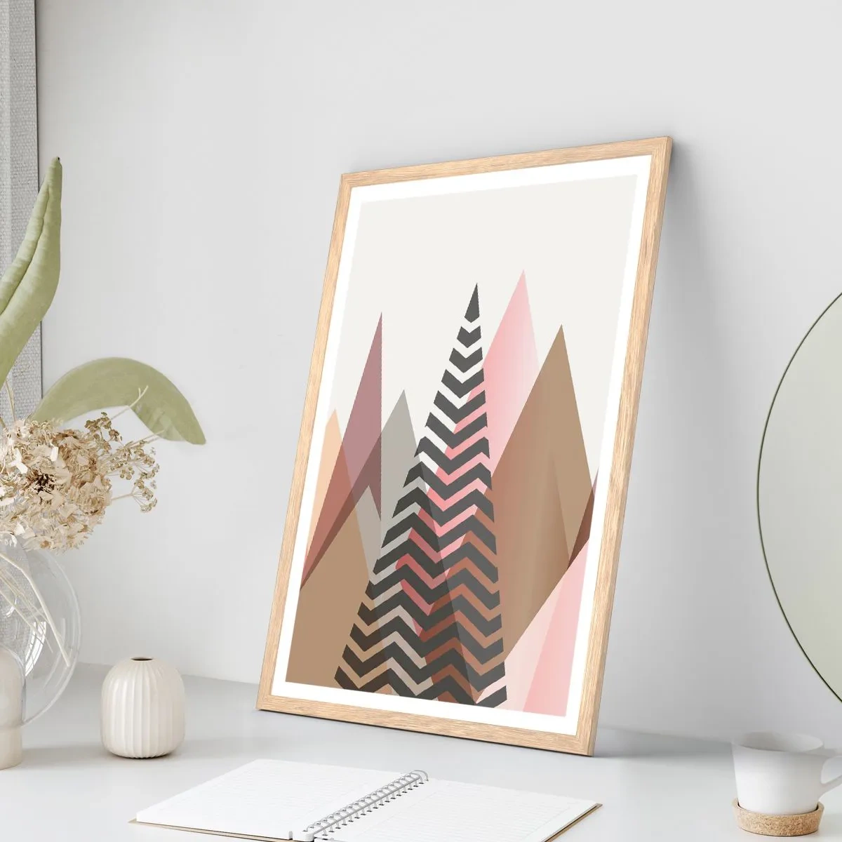 Poster în ramă de stejar deschis - Construcție piramidală - 70x100 cm