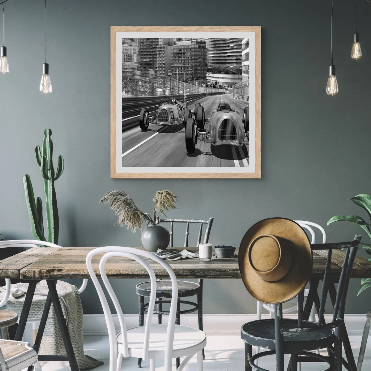 Poster în ramă de stejar deschis - A fost odată ca niciodată în Monte Carlo - 60x60 cm