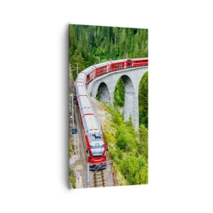 Tablou pe pânză - Cu trenul prin munți - 65x120 cm