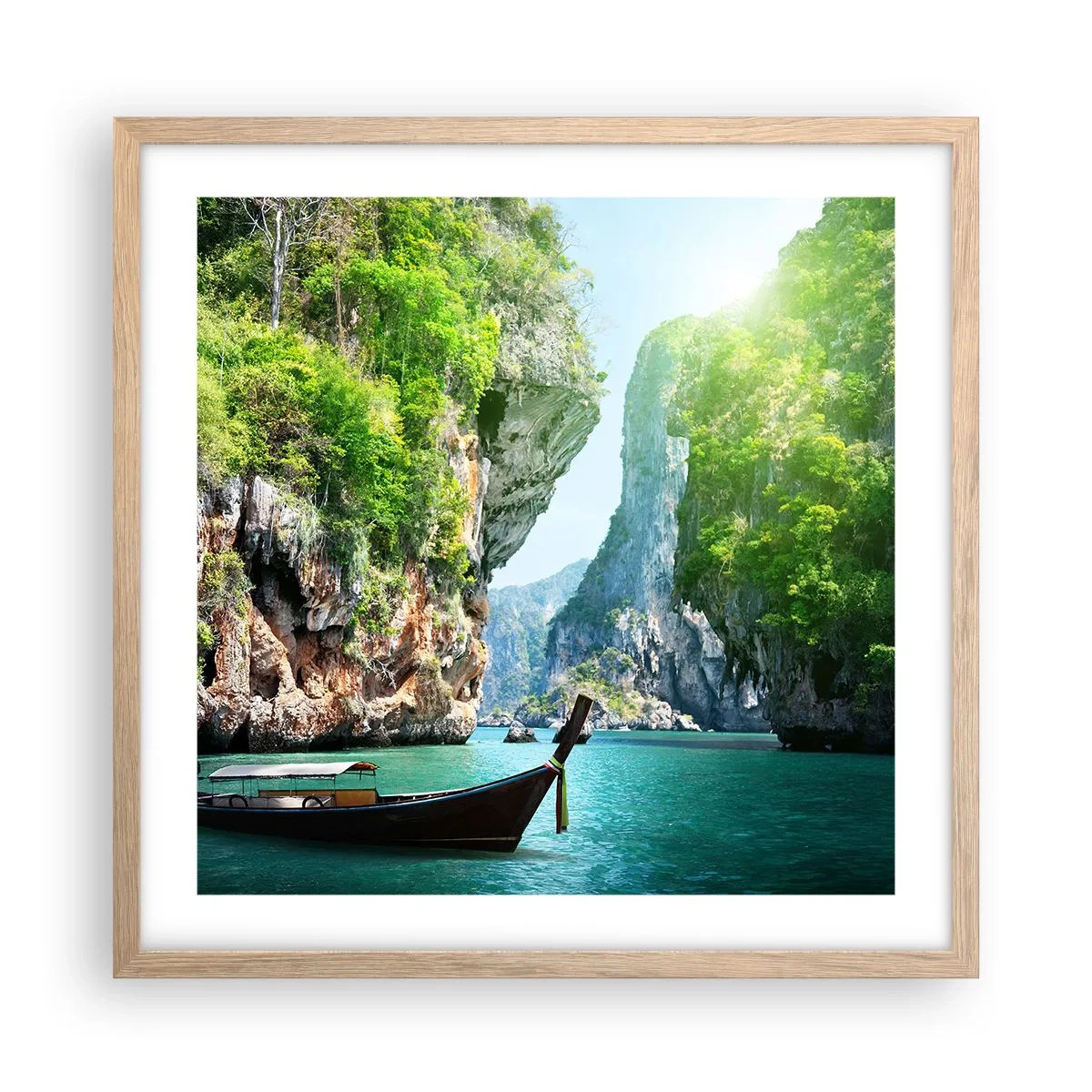 Poster în ramă de stejar deschis - Invitație la o călătorie exotică - 50x50 cm