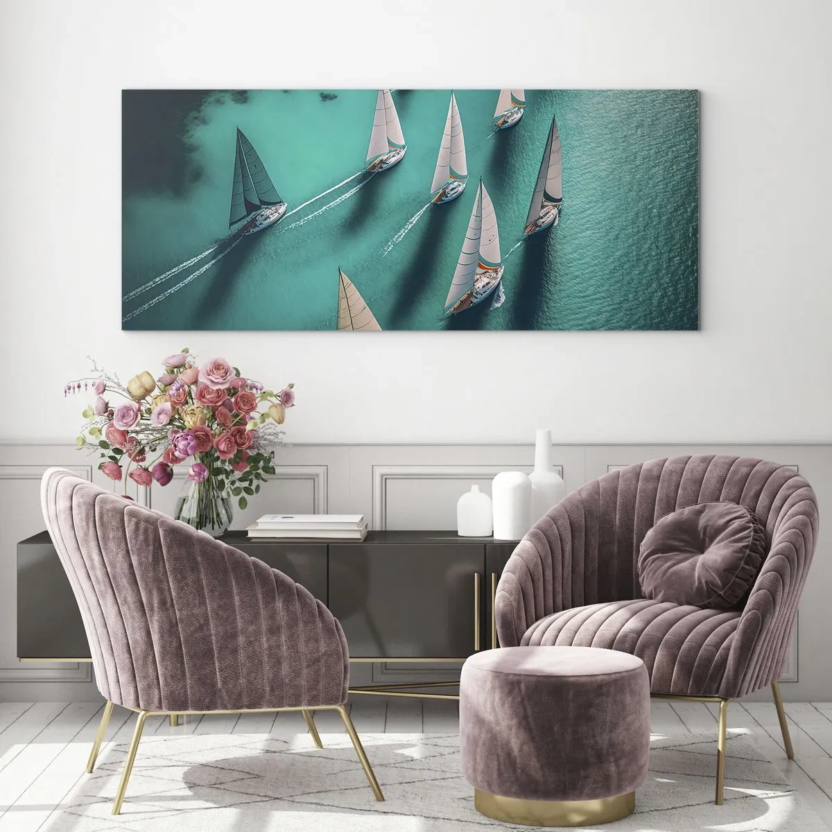 Tablou pe sticlă - Cursa cu vântul - 100x40 cm