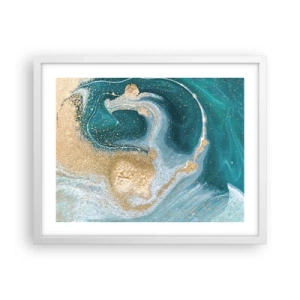 Poster în ramă albă - Vârtej de aur și turcoaz - 50x40 cm