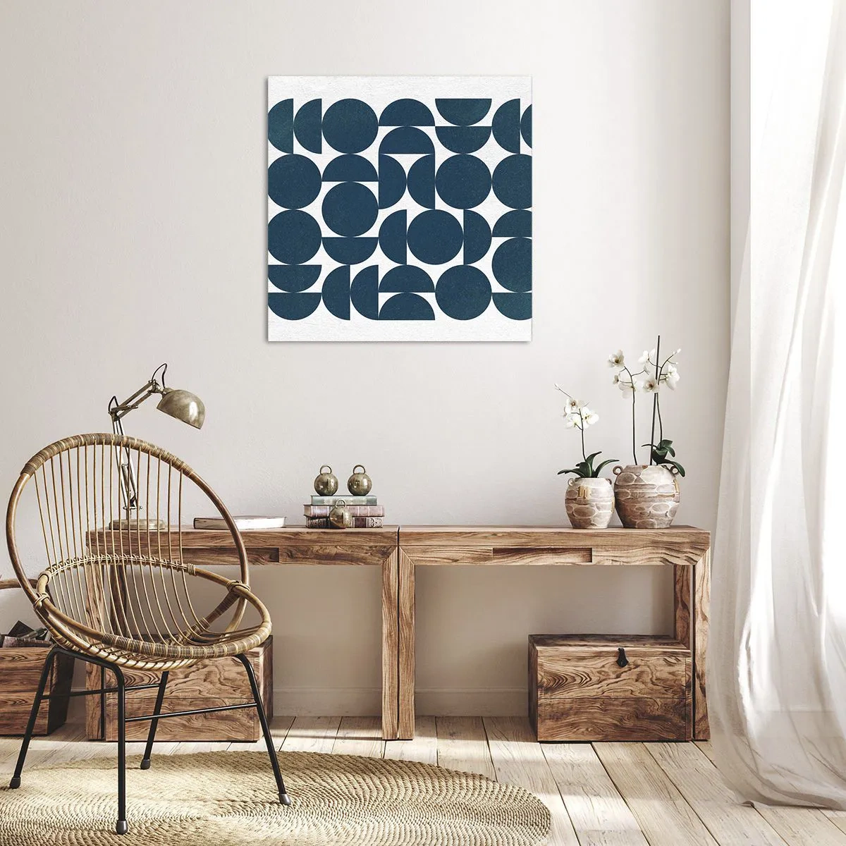 Tablou pe pânză - Cercuri și semicercuri - 50x50 cm