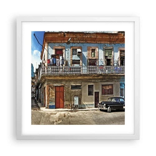 Poster în ramă albă - Sentimente cubaneze - 40x40 cm