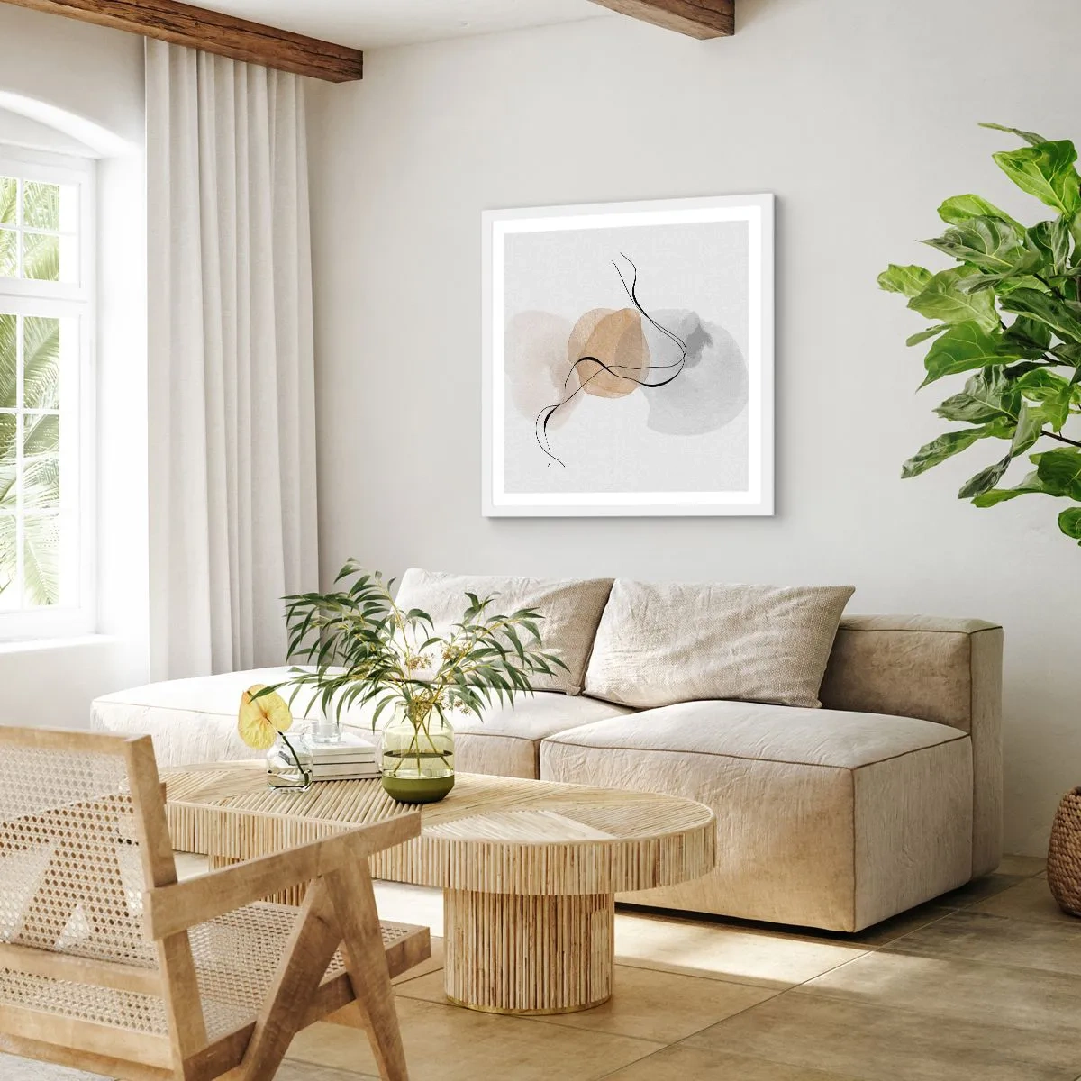 Poster în ramă albă - Mărgele de aer - 50x50 cm
