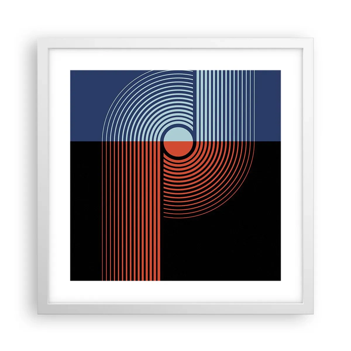 Poster în ramă albă - Într-o îmbrăţişare geometrică - 40x40 cm