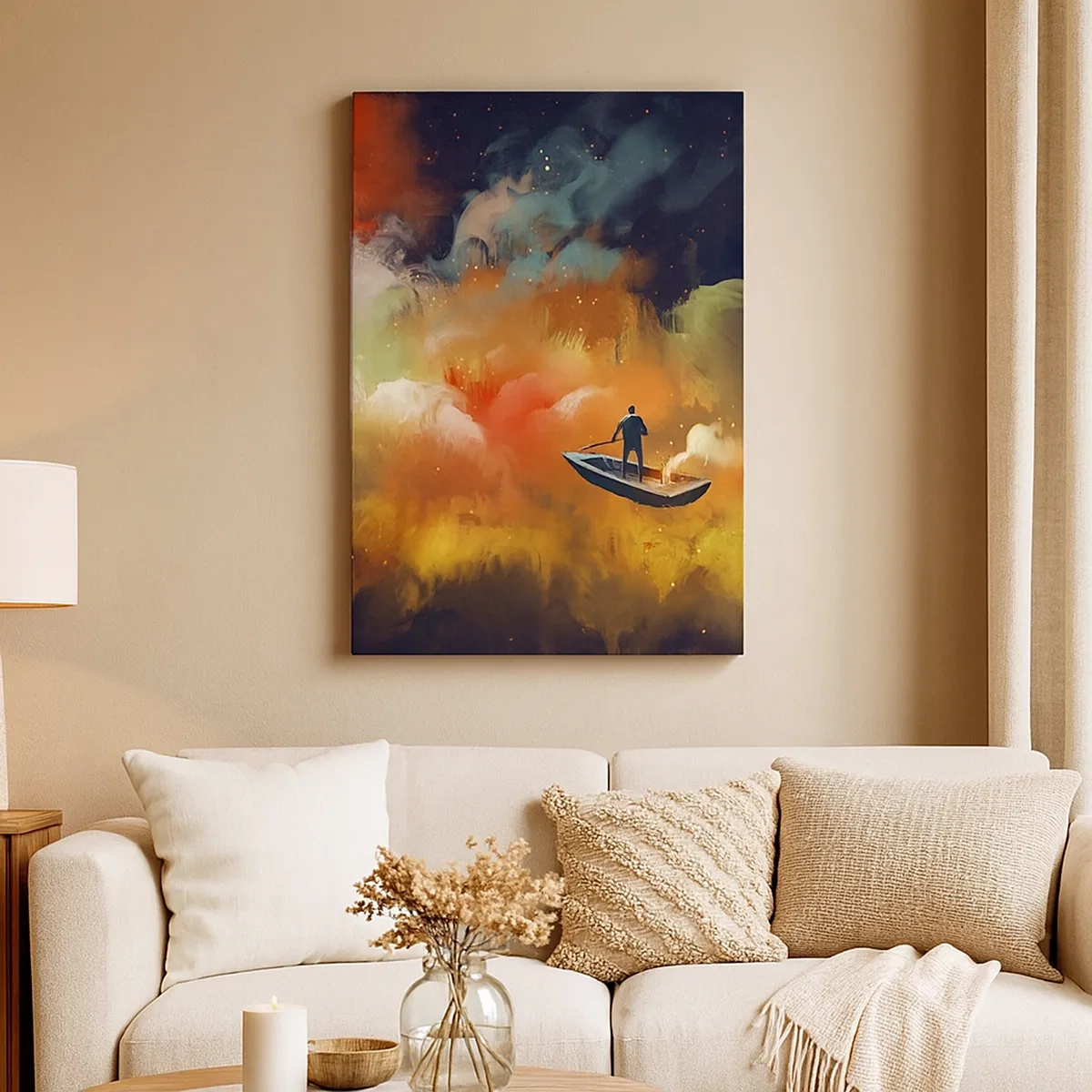 Tablou pe pânză - Cu barca prin galaxie - 50x70 cm