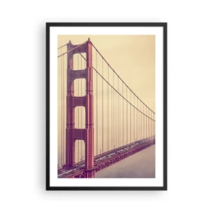 Poster în ramă neagră - Podul Golden Gate în ceață vintage - 50x70cm - Între cer și pământ - Decorațiune modernă pentru perete pentru living și dormitor ARTTOR