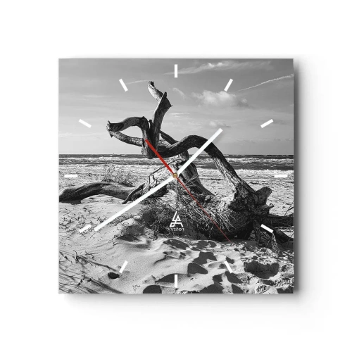 Ceas de perete - Ceas pe sticlă - Sculptură marină - 40x40 cm