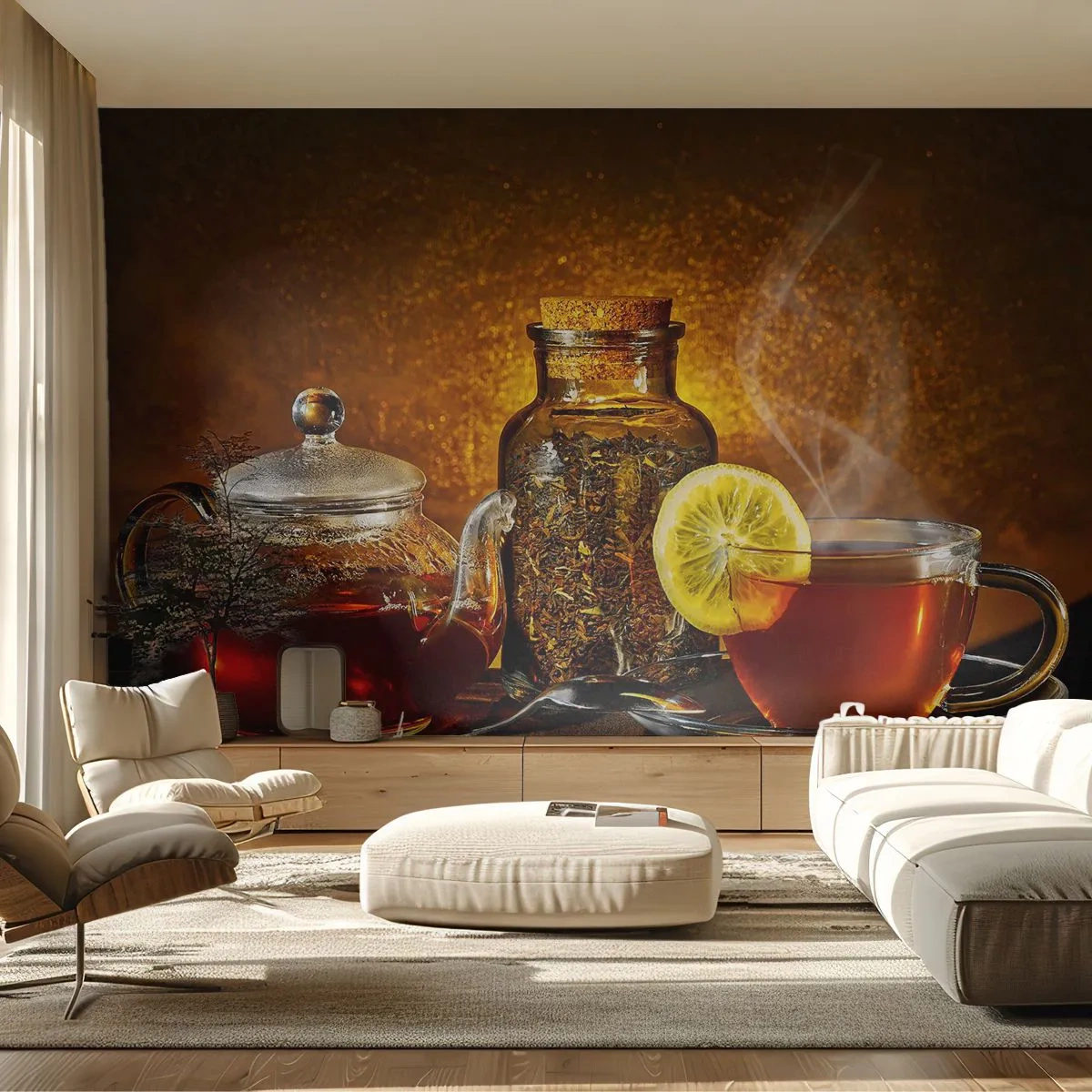 Tapet Premium Canvas - În stilul maeștrilor olandezi - Gastronomie, Ceai, Ceaşcă de ceai - 250x175 cm