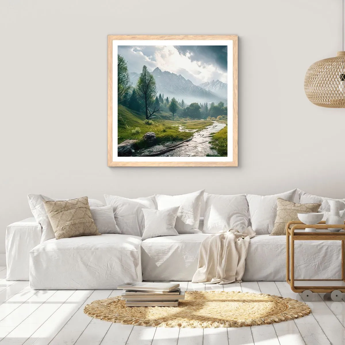 Poster în ramă de stejar deschis - Până acolo și înapoi - 40x40 cm