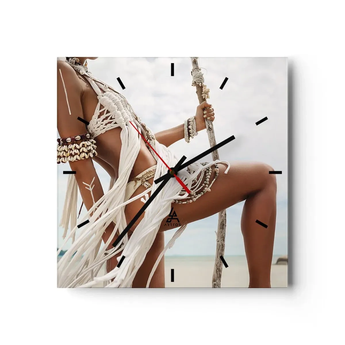 Ceas de perete - Ceas pe sticlă - Preoteasa Soarelui - 40x40 cm