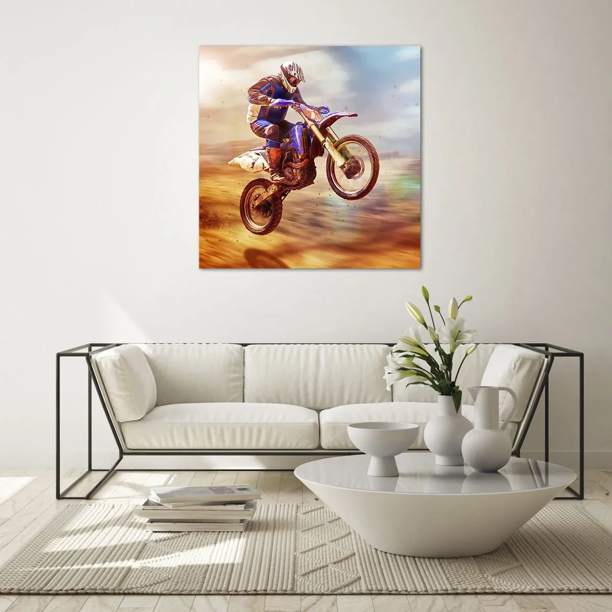 Tablou pe sticlă - Nebunie motociclistă - 30x30 cm