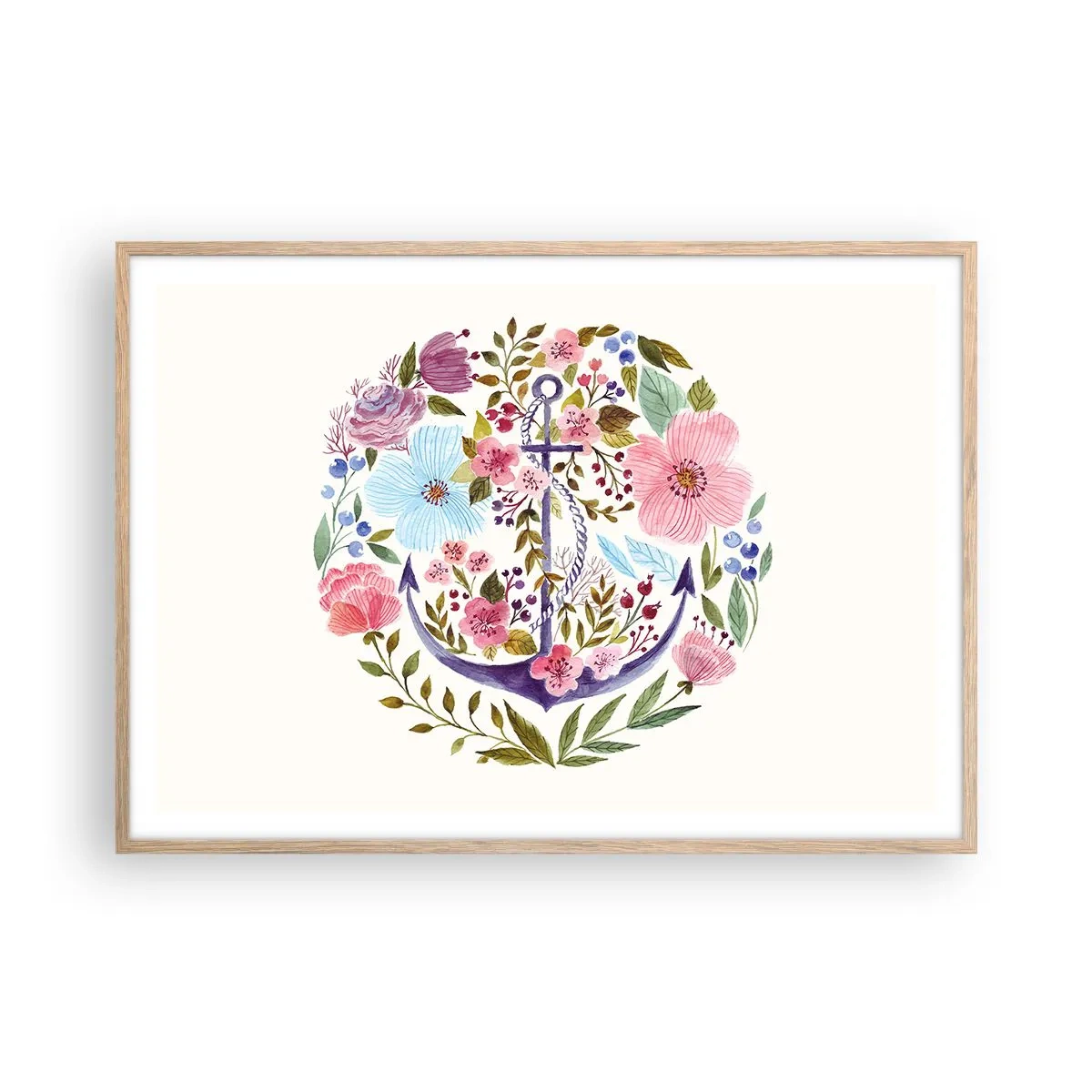 Poster în ramă de stejar deschis - Somnul bun al marinarului - 100x70 cm