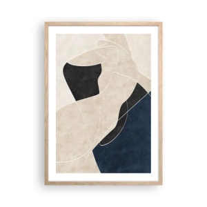 Poster în ramă de stejar deschis - Compoziție abstractă - contrast de culori - 50x70 cm